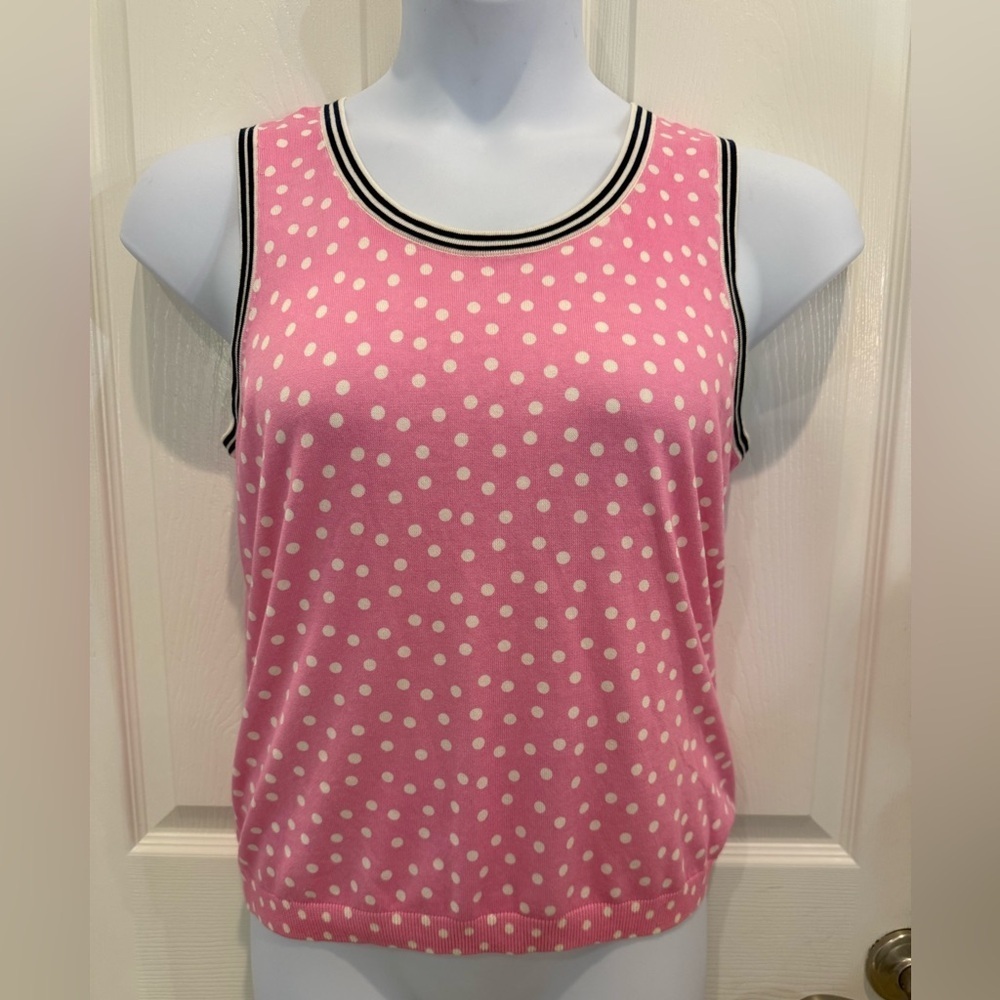 Talbots Pink Polka Dot Women's sleeveless sweater PL
